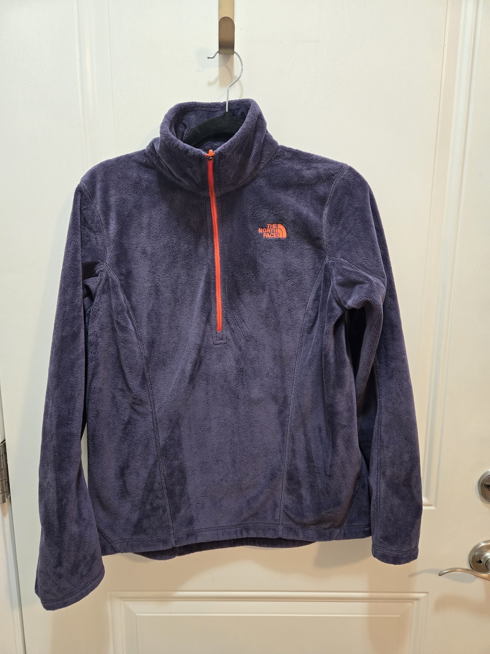 The North Face Women's Purple Fleece Pullover with Orange Zip